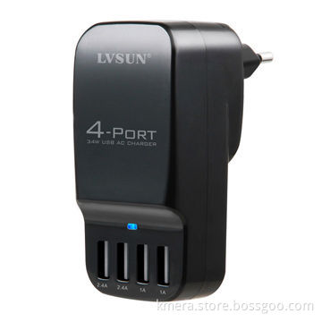Portable mobile phone Charger with 4 Independent USB Ports, fast charge 2 iPhone and 2 iPad Simultan